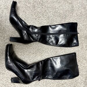 Franco Sarto Black Heeled Square toe Boots